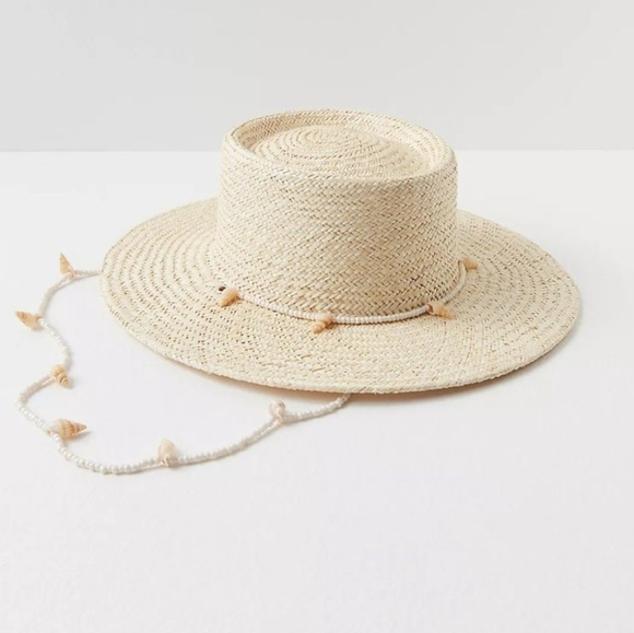 New Lack Of Color Seashells Straw Boater Hat Size Small - Picture 7 of 15